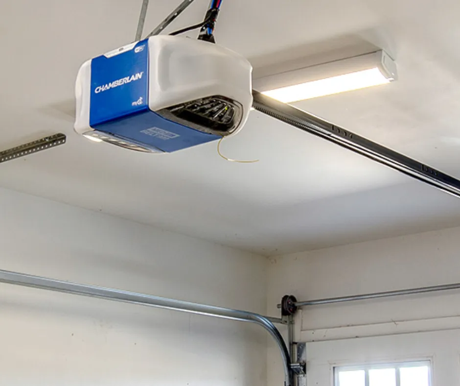 Garage door opener replacement work on a residential garage door near Santa Clarita CA