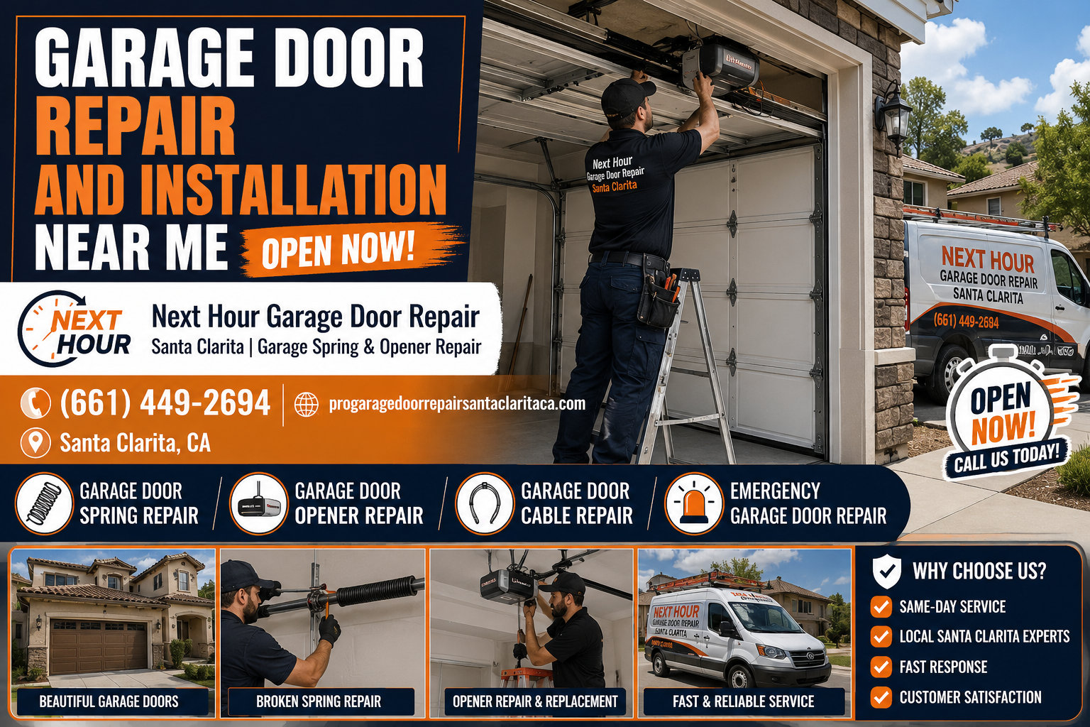 Garage door repair and installation near me open now Santa Clarita featured image for Next Hour Garage Door Repair Santa Clarita