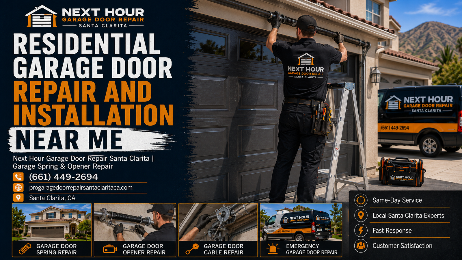 Residential garage door repair and installation near me in Santa Clarita featured image for Next Hour Garage Door Repair Santa Clarita