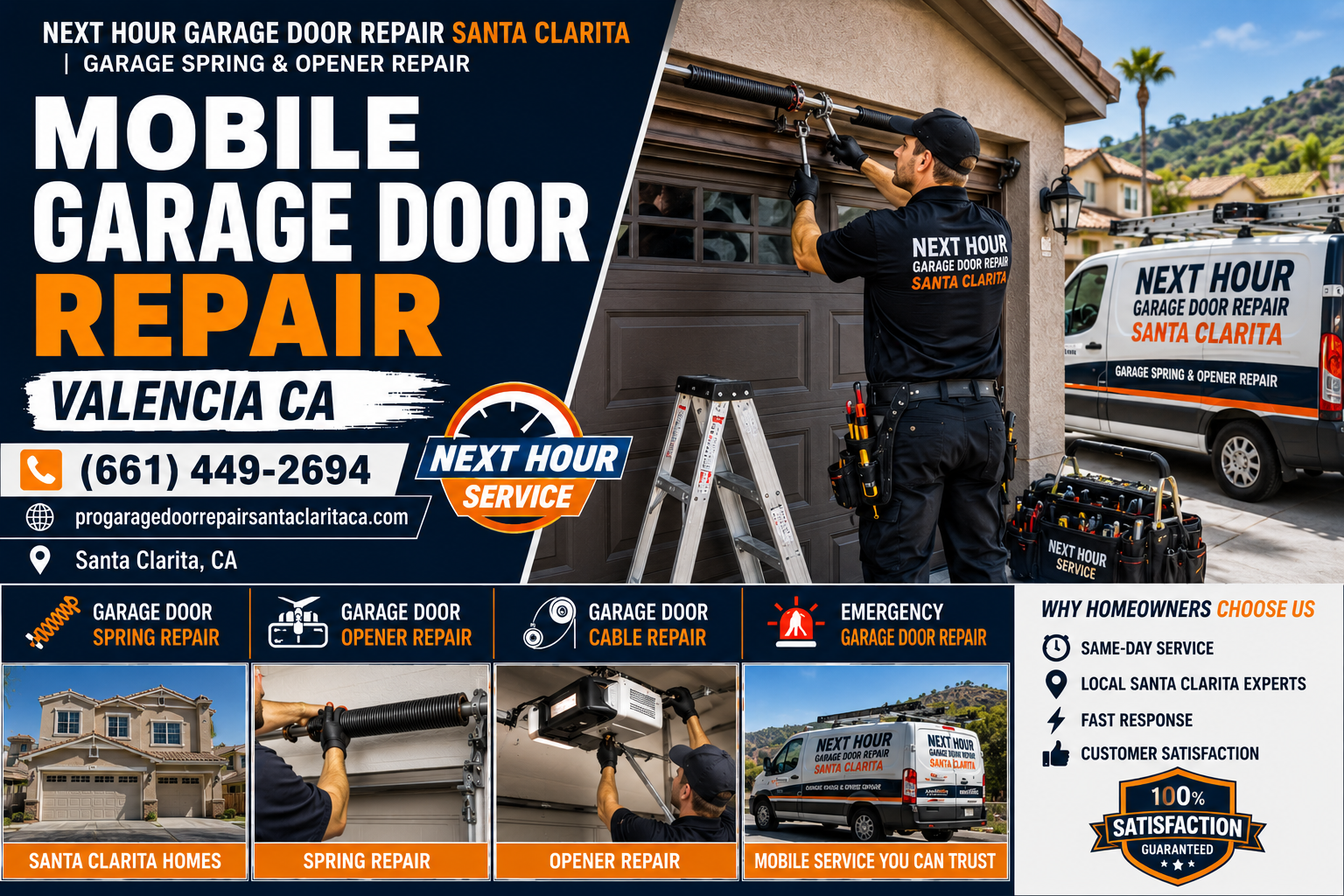Mobile garage door repair Valencia CA guide showing on-site residential garage door service