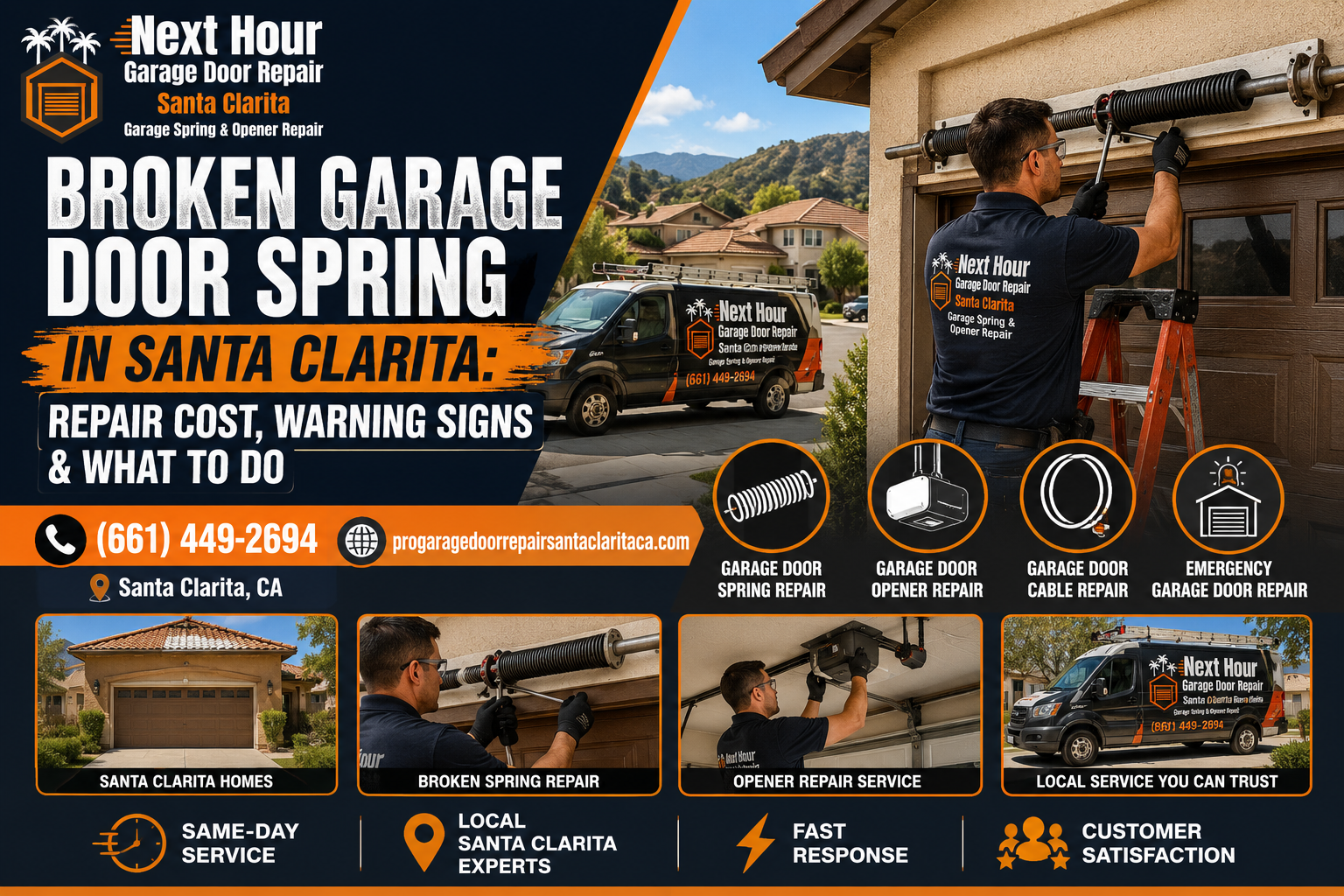 Broken garage door spring in Santa Clarita repair cost and warning signs guide