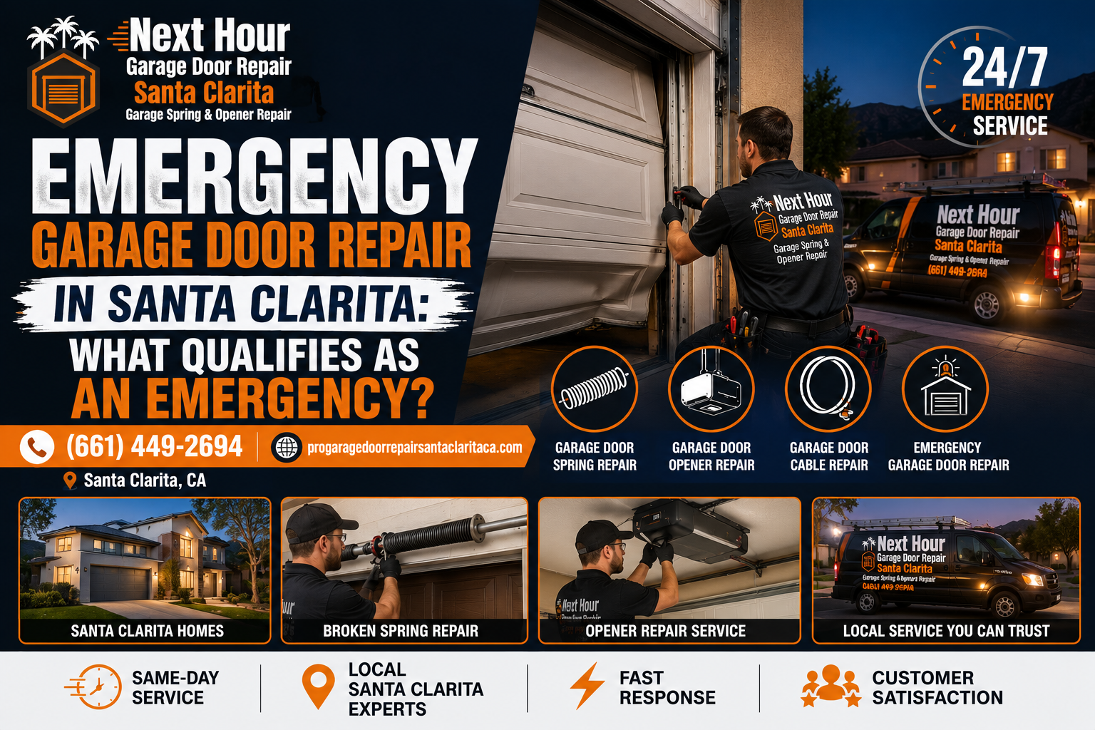 Emergency garage door repair in Santa Clarita guide explaining what qualifies as a garage door emergency