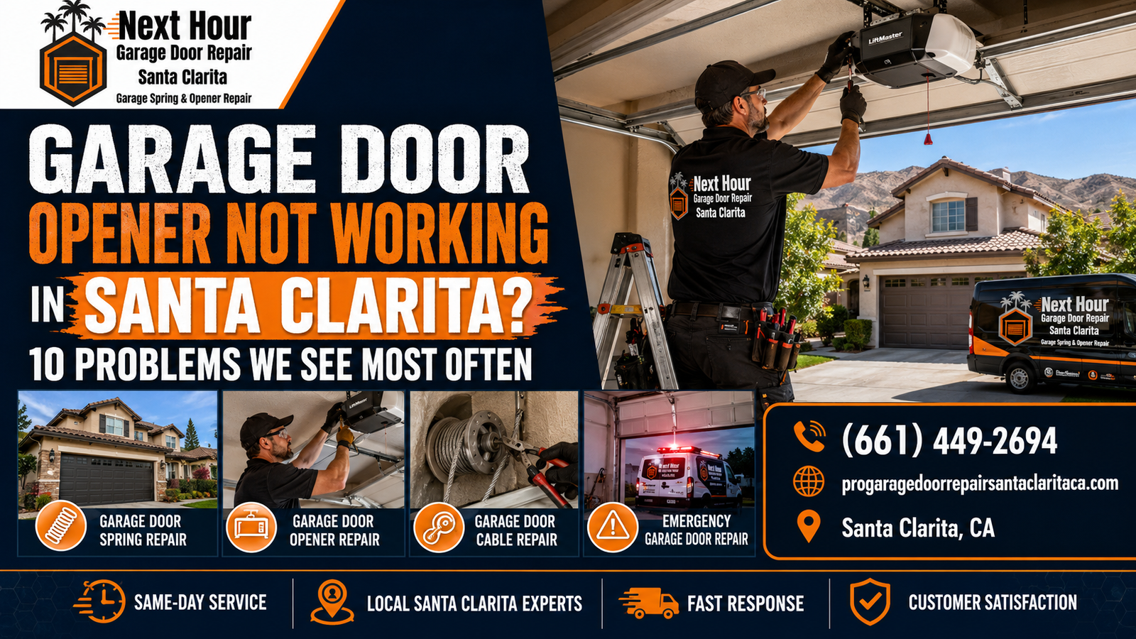 Garage door opener not working in Santa Clarita guide covering 10 common opener problems