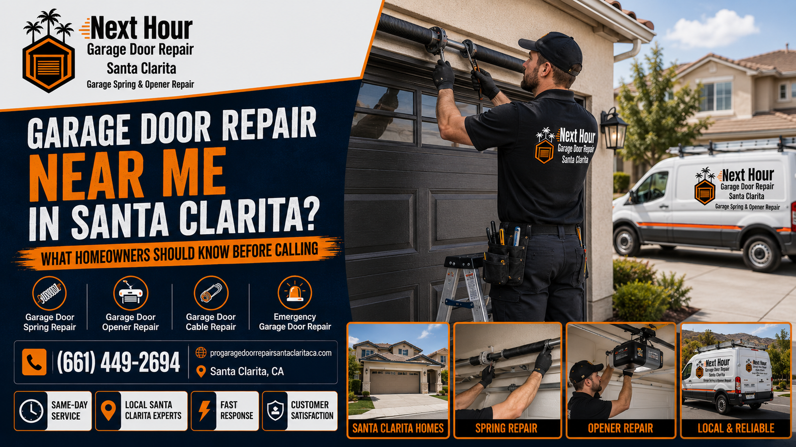 Garage door repair near me in Santa Clarita homeowner guide with local technician and service van