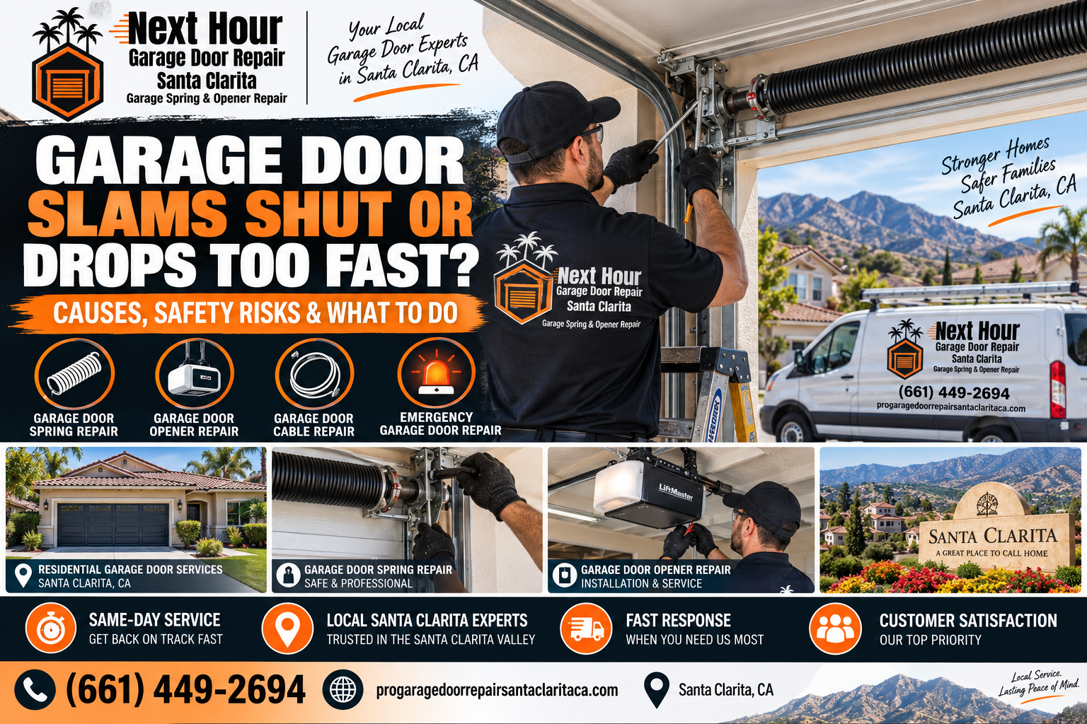 Garage door slamming shut or dropping too fast at a Santa Clarita home