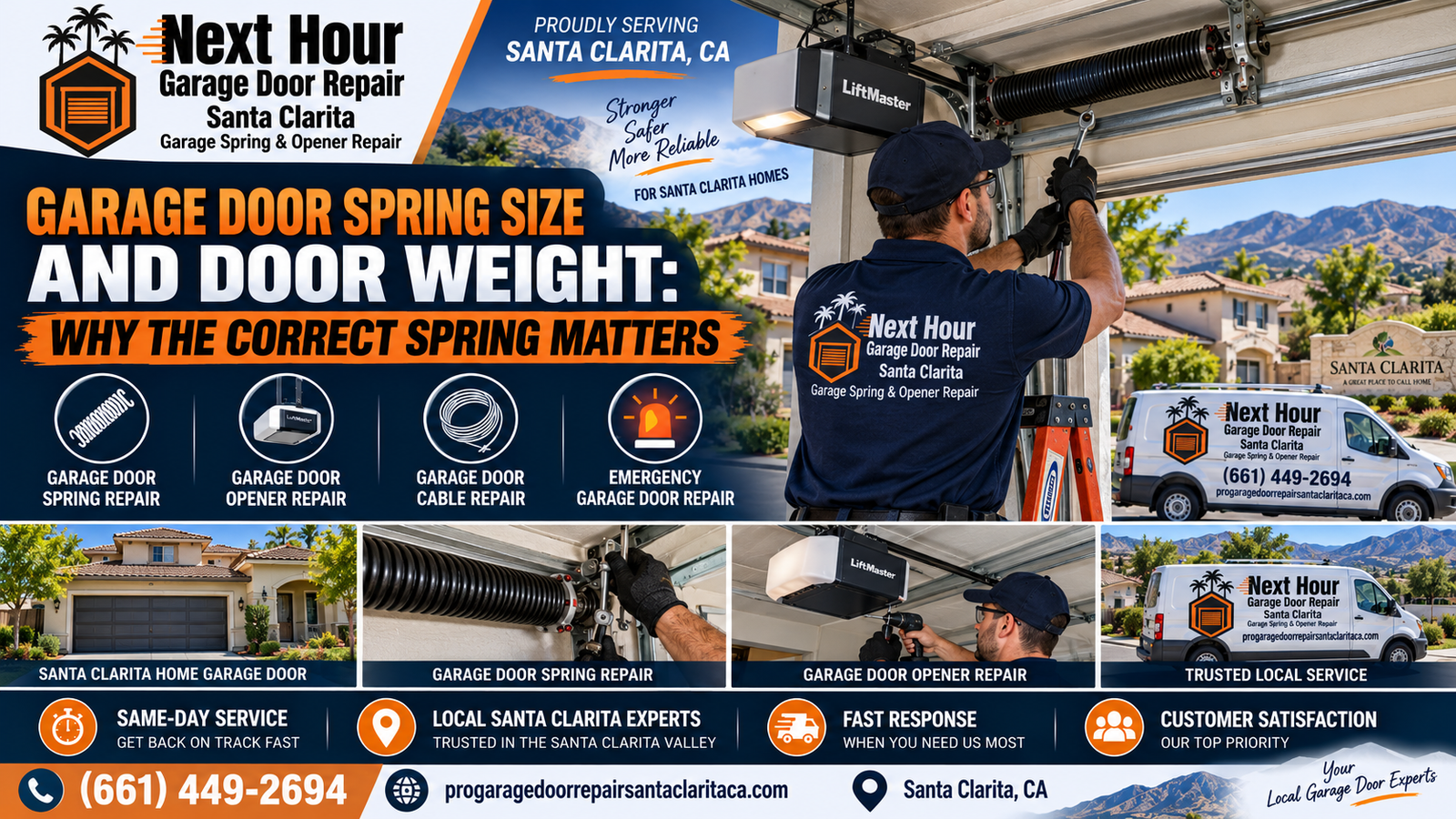 Garage door spring size and door weight guide for Santa Clarita homeowners