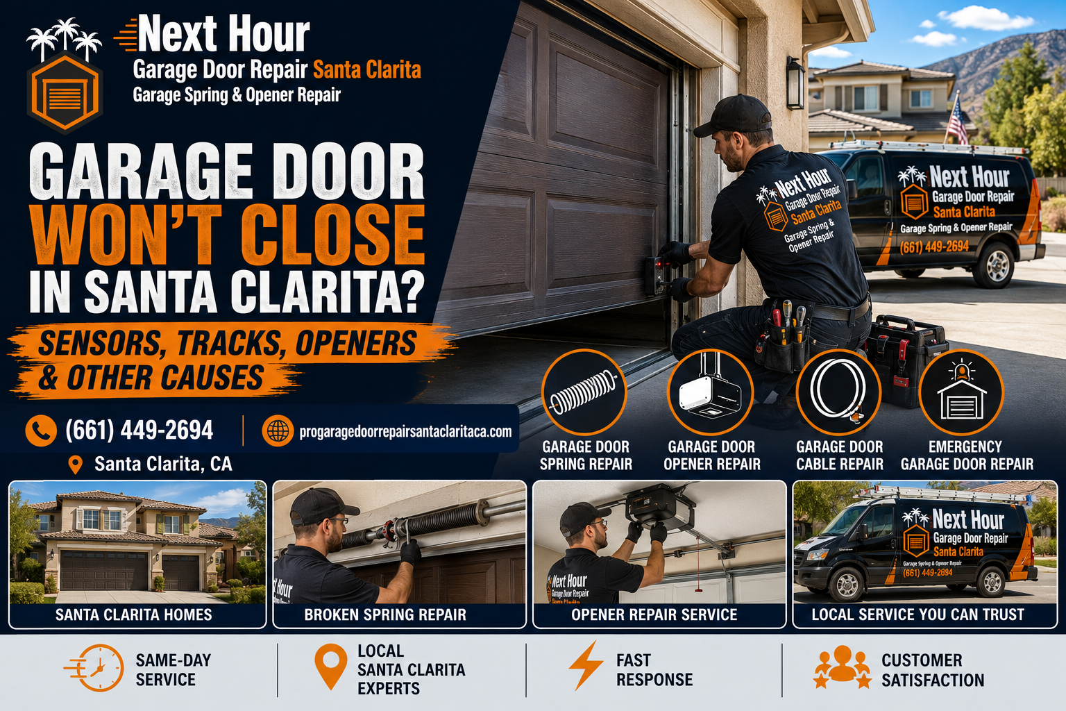 Garage door won’t close in Santa Clarita guide covering sensors tracks openers and other causes