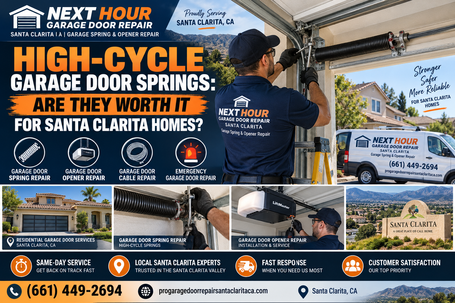 Garage door spring and balance inspection for a slow-opening door in Santa Clarita