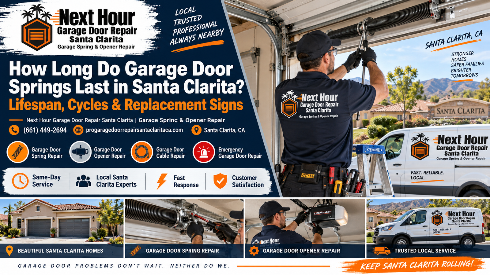 Garage door spring lifespan and replacement signs for Santa Clarita homeowners