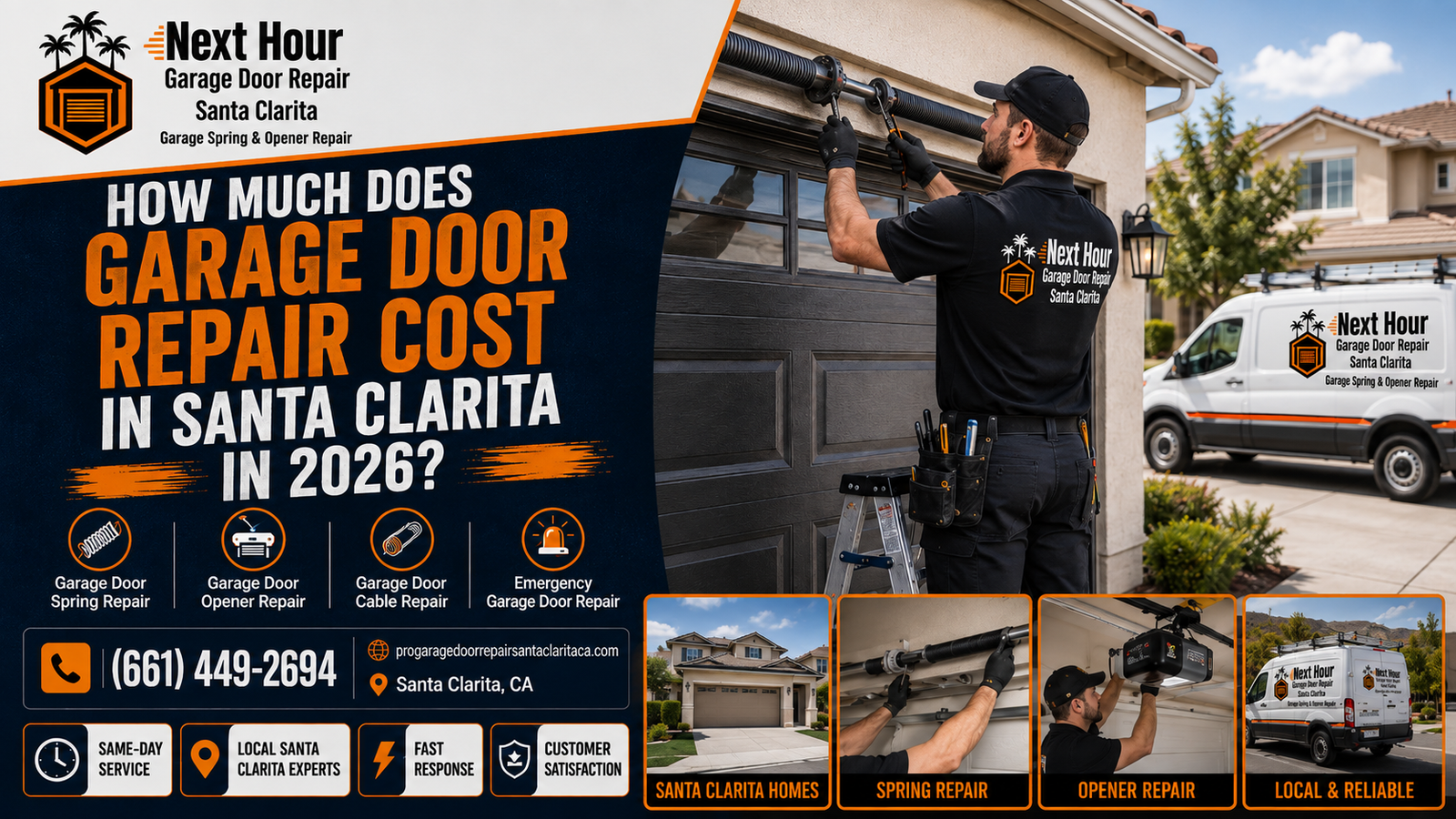 Garage door repair cost in Santa Clarita 2026 price guide with local garage door technician