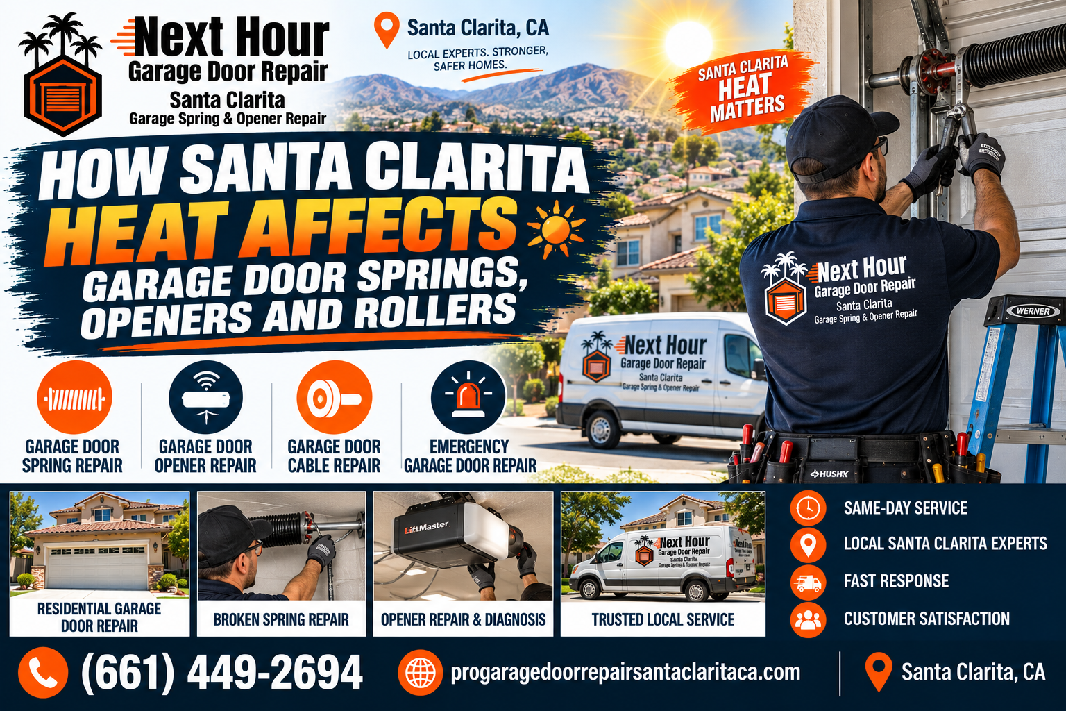 How Santa Clarita heat affects garage door springs openers and rollers
