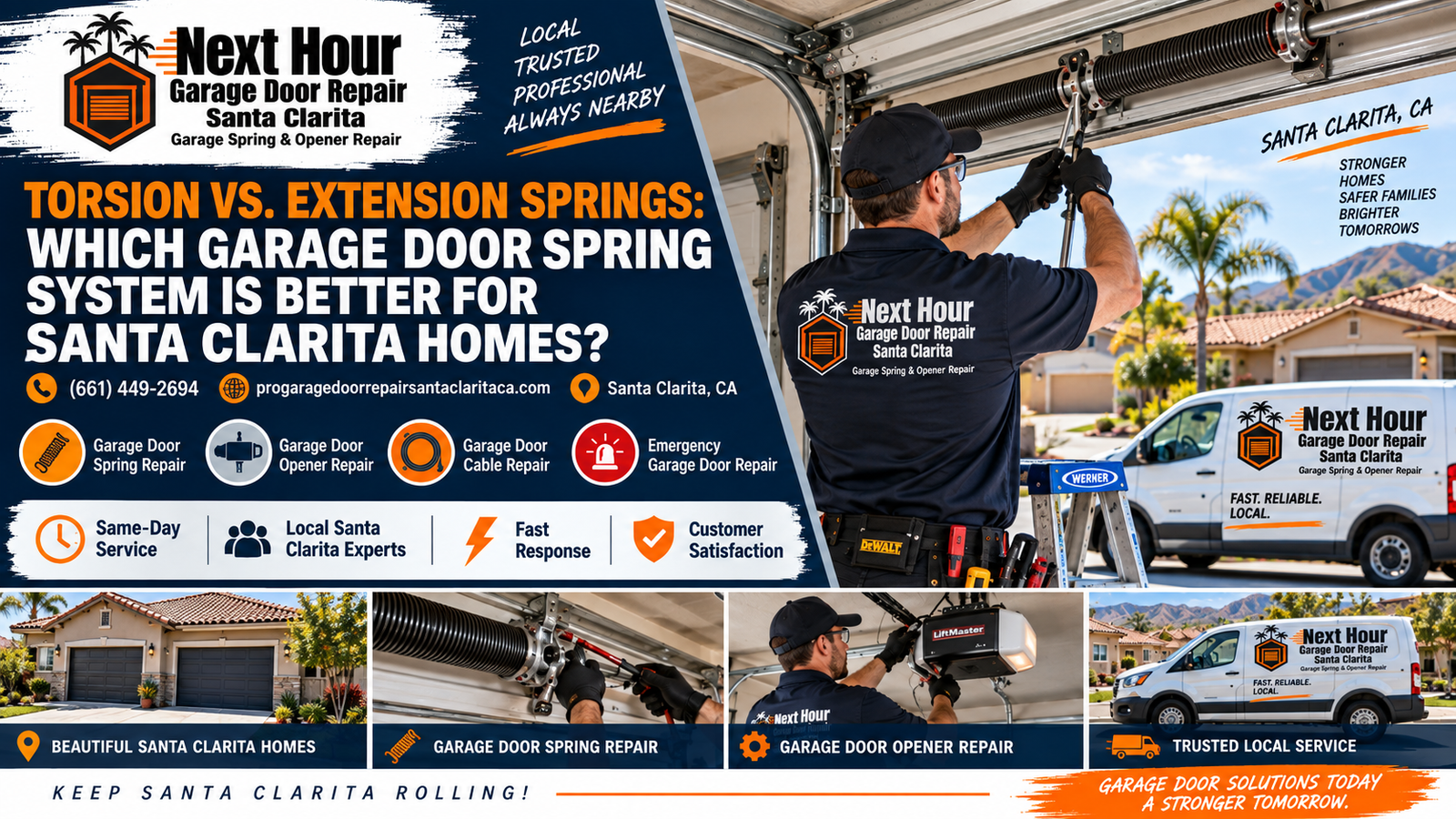 Torsion vs extension garage door spring systems for Santa Clarita homes