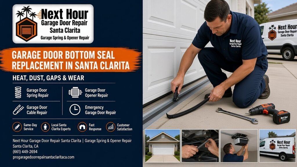 Garage Door Bottom Seal Replacement in Santa Clarita: Heat, Dust, Gaps & Wear